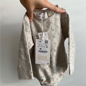 Zara Speckled Long Sleeve Baby Onesie